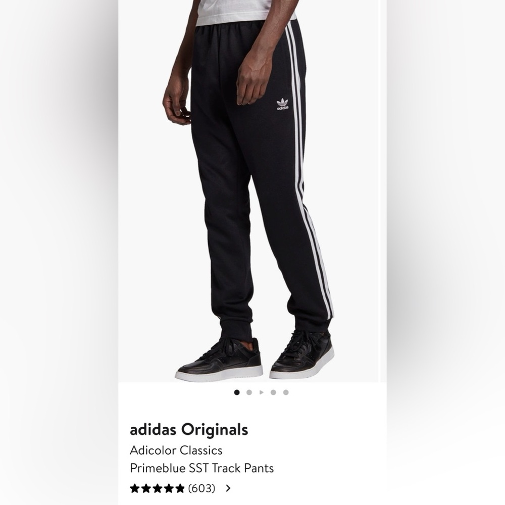 Adidas Black Joggers with White Stripes